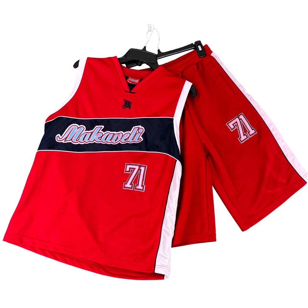 Vintage Makaveli Basketball Jersey Shorts Set Boys L 16-18‎ Mesh Hip Hop Tupac